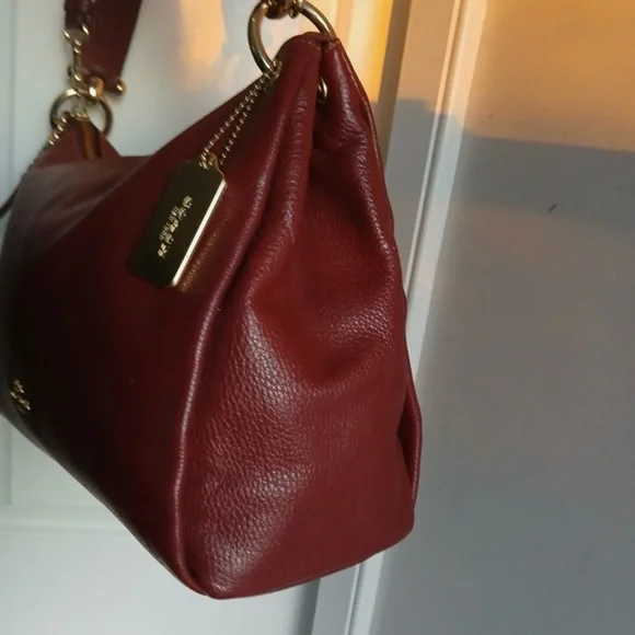 COACH MIA Maroon Red Pebble LEATHER
Crossbody Shoulder Bag Purse L - Picture 2 of 7